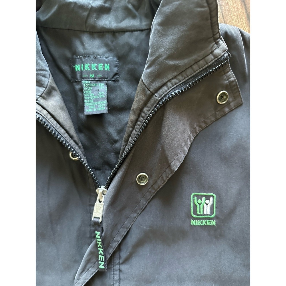 Nikken Vest Mens Medium M Black Snap Front Puffer Style Utility Pockets